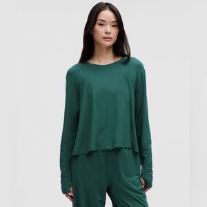 Lululemon Modal Relaxed-Fit Lounge Long-Sleeve Shirt Storm Teal Size 2